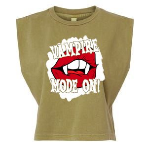 Vampire Mode On Fangs Lips Halloween Garment-Dyed Women's Muscle Tee