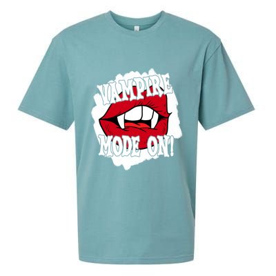 Vampire Mode On Fangs Lips Halloween Sueded Cloud Jersey T-Shirt