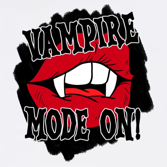 Vampire Mode On Fangs Lips Halloween Garment-Dyed Sweatshirt