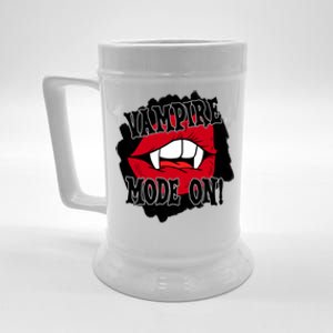 Vampire Mode On Fangs Lips Halloween Beer Stein