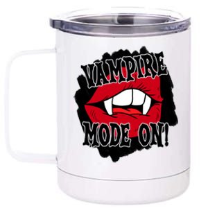 Vampire Mode On Fangs Lips Halloween 12 oz Stainless Steel Tumbler Cup