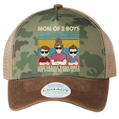 Vintage Mom Of 2 Boy Less Drama Than Girl But Harder To Legacy Tie Dye Trucker Hat