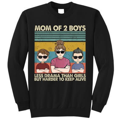 Vintage Mom Of 2 Boy Less Drama Than Girl But Harder To Sweatshirt