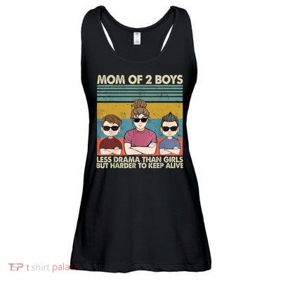 Vintage Mom Of 2 Boy Less Drama Than Girl But Harder To Ladies Essential Flowy Tank