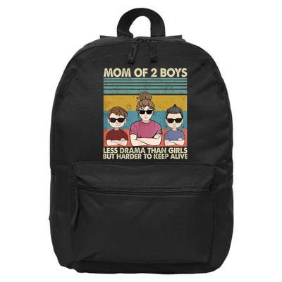 Vintage Mom Of 2 Boy Less Drama Than Girl But Harder To 16 in Basic Backpack