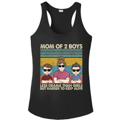 Vintage Mom Of 2 Boy Less Drama Than Girl But Harder To Ladies PosiCharge Competitor Racerback Tank