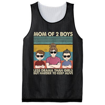 Vintage Mom Of 2 Boy Less Drama Than Girl But Harder To Mesh Reversible Basketball Jersey Tank