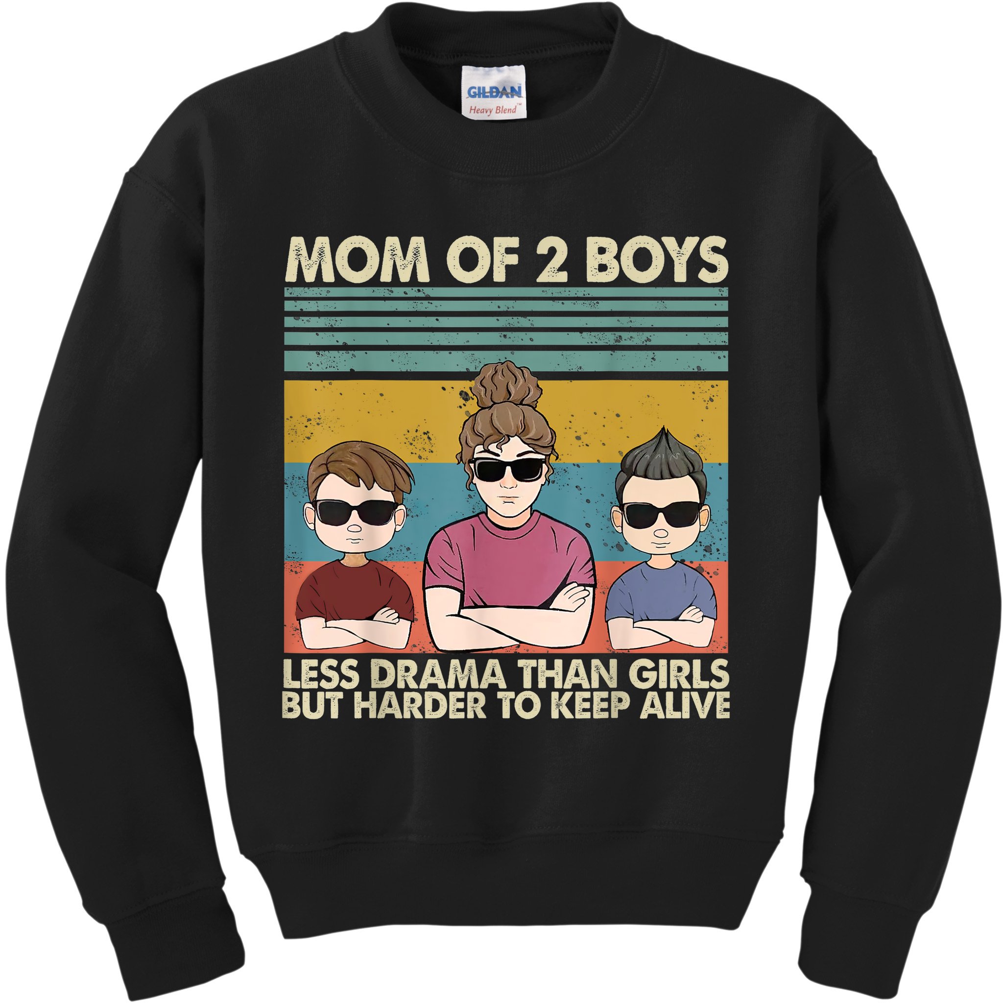 Vintage Mom Of 2 Boy Less Drama Than Girl But Harder To Kids Sweatshirt