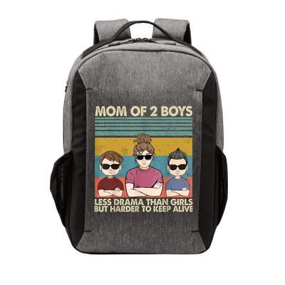 Vintage Mom Of 2 Boy Less Drama Than Girl But Harder To Vector Backpack