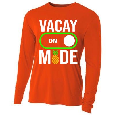 Vacay Mode On Cute Pineapple Graphic Summer Vacation Design Gift Cooling Performance Long Sleeve Crew