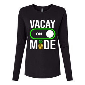 Vacay Mode On Cute Pineapple Graphic Summer Vacation Design Gift Womens Cotton Relaxed Long Sleeve T-Shirt