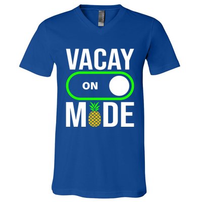 Vacay Mode On Cute Pineapple Graphic Summer Vacation Design Gift V-Neck T-Shirt