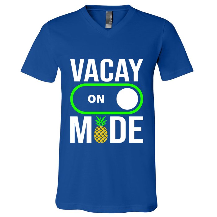 Vacay Mode On Cute Pineapple Graphic Summer Vacation Design Gift V-Neck T-Shirt