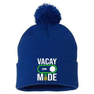 Vacay Mode On Cute Pineapple Graphic Summer Vacation Design Gift Pom Pom 12in Knit Beanie