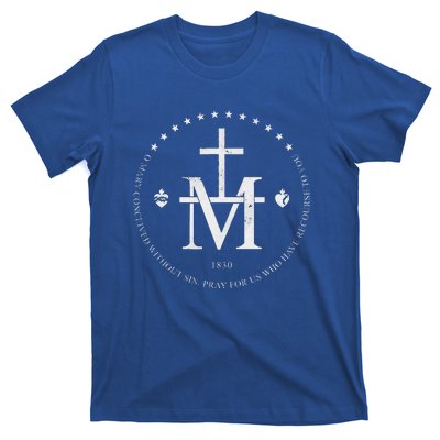 Virgin Mary Of Miraculous Medal Our Lady Marian Cross T-Shirt