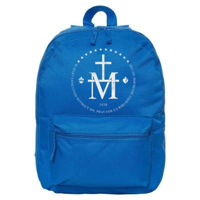 Virgin Mary Of Miraculous Medal Our Lady Marian Cross 16 in Basic Backpack