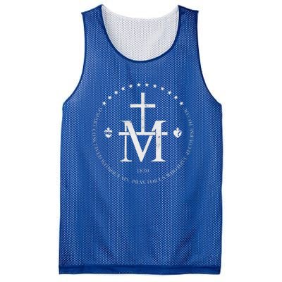 Virgin Mary Of Miraculous Medal Our Lady Marian Cross Mesh Reversible Basketball Jersey Tank