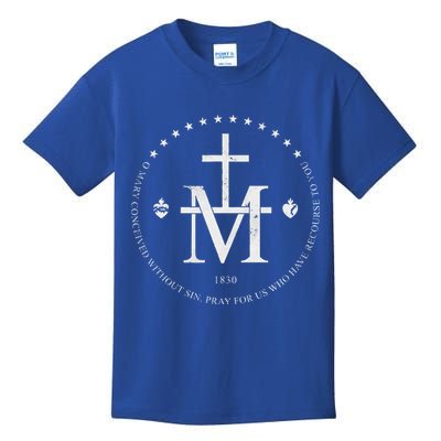 Virgin Mary Of Miraculous Medal Our Lady Marian Cross Kids T-Shirt