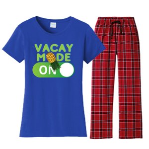 Vacay Mode On Retro Swinger Upside Down Pineapple Cool Gift Women's Flannel Pajama Set