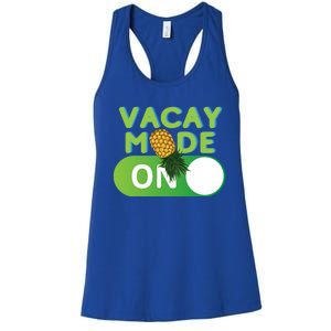 Vacay Mode On Retro Swinger Upside Down Pineapple Cool Gift Women's Racerback Tank