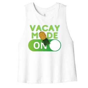 Vacay Mode On Retro Swinger Upside Down Pineapple Cool Gift Women's Racerback Cropped Tank