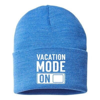 Vacation Mode On Funny Vacation Cute Gift Sustainable Knit Beanie