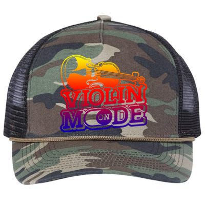 Violin Mode On Gift Musician Fiddle Player Orchestra Violinist Gift Retro Rope Trucker Hat Cap