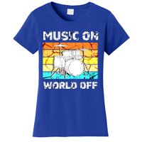 Vintage Music On World Off Drum Set Music Lover Meaningful Gift Women's T-Shirt