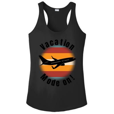 Vacation Mode On Vintage Sunset Airplane Travel Design Gift Ladies PosiCharge Competitor Racerback Tank