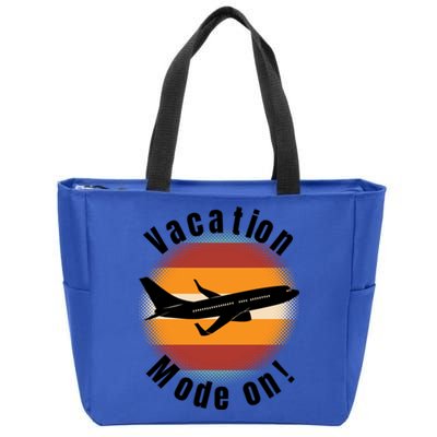 Vacation Mode On Vintage Sunset Airplane Travel Design Gift Zip Tote Bag