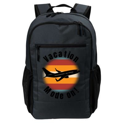 Vacation Mode On Vintage Sunset Airplane Travel Design Gift Daily Commute Backpack