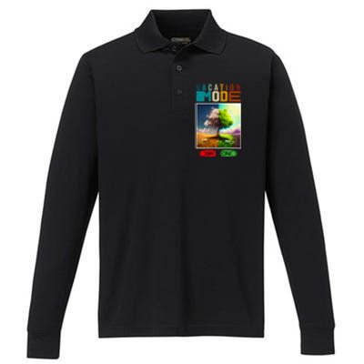 Vacation Mode On Vacation Mode Off Funny Vacation Mode Meme Gift Performance Long Sleeve Polo