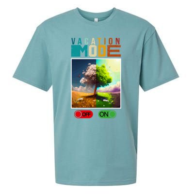 Vacation Mode On Vacation Mode Off Funny Vacation Mode Meme Gift Sueded Cloud Jersey T-Shirt