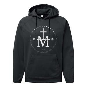 Virgin Mary Of Miraculous Medal Our Lady Marian Cross Performance Fleece Hoodie