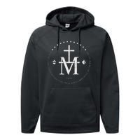 Virgin Mary Of Miraculous Medal Our Lady Marian Cross Performance Fleece Hoodie