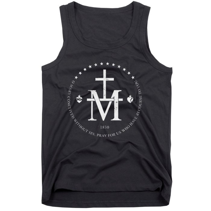 Virgin Mary Of Miraculous Medal Our Lady Marian Cross Tank Top