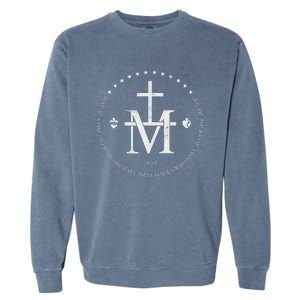 Virgin Mary Of Miraculous Medal Our Lady Marian Cross Garment-Dyed Sweatshirt