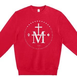 Virgin Mary Of Miraculous Medal Our Lady Marian Cross Premium Crewneck Sweatshirt