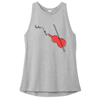 Violin Musician Orchestra Design OneLine Violin Ladies PosiCharge Tri-Blend Wicking Tank