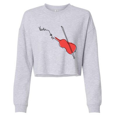 Violin Musician Orchestra Design OneLine Violin Cropped Pullover Crew