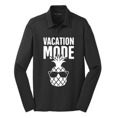 Vacation Mode Pineapple Silk Touch Performance Long Sleeve Polo