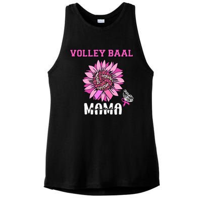 Volleyball Mom Pink Ribbon Breast Cancer Awareness Fighters Ladies PosiCharge Tri-Blend Wicking Tank