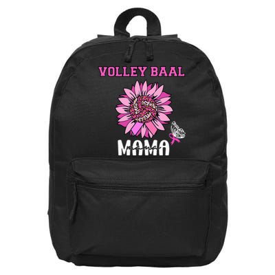 Volleyball Mom Pink Ribbon Breast Cancer Awareness Fighters 16 in Basic Backpack