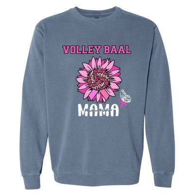 Volleyball Mom Pink Ribbon Breast Cancer Awareness Fighters Garment-Dyed Sweatshirt