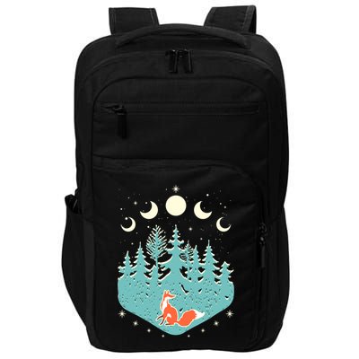 Vintage Moon Phases Forest Fox Impact Tech Backpack