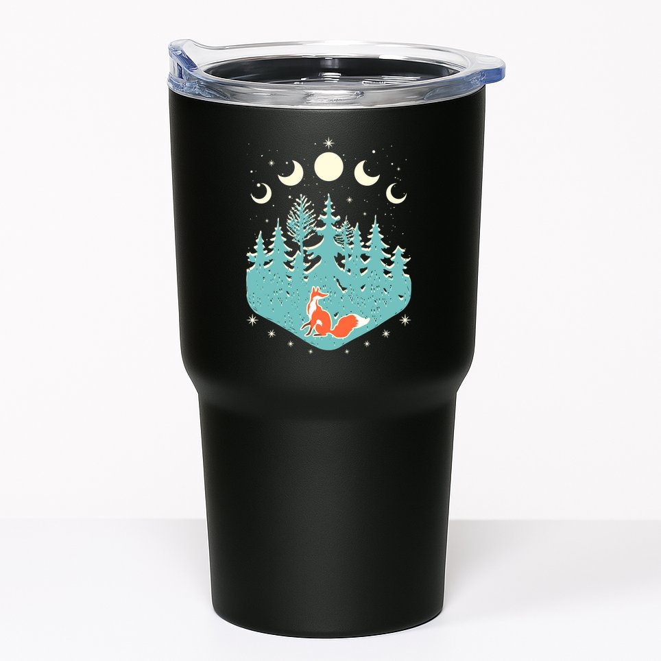 Vintage Moon Phases Forest Fox Tumbler