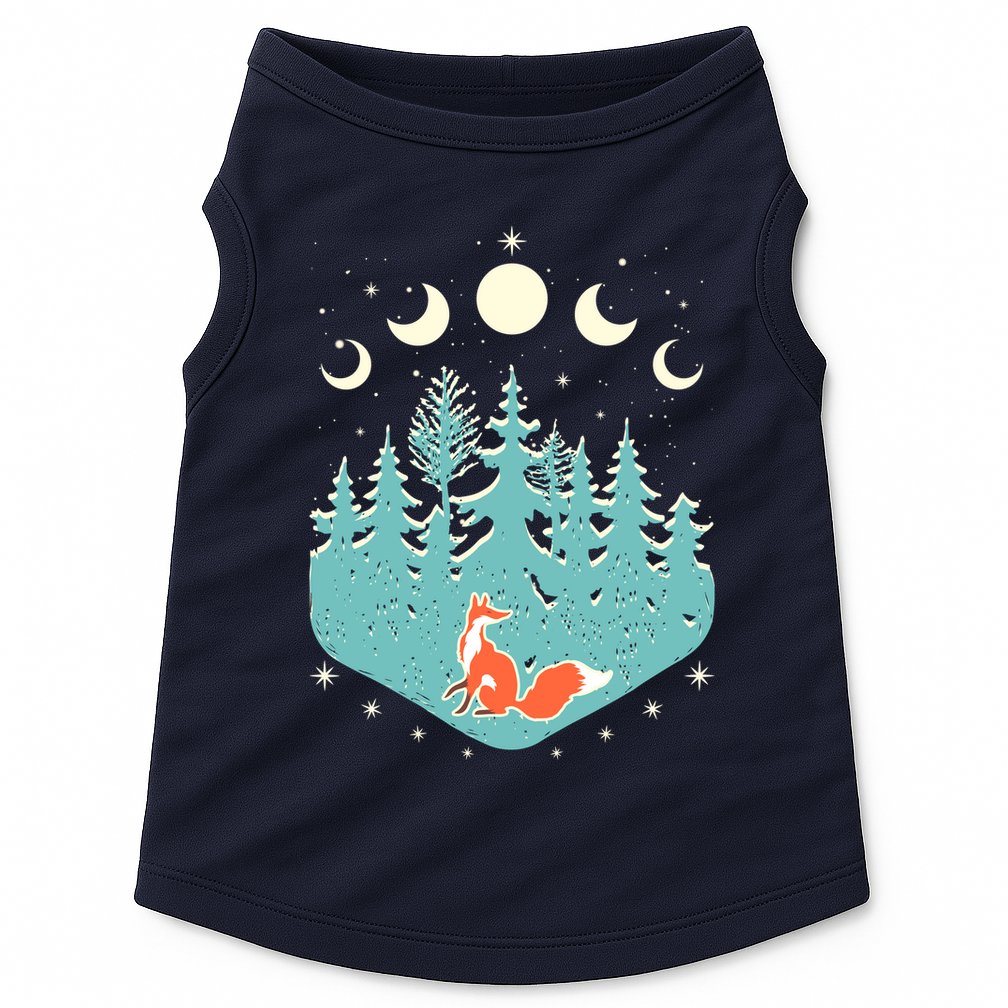Vintage Moon Phases Forest Fox Doggie Tank