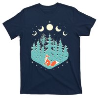 Vintage Moon Phases Forest Fox T-Shirt