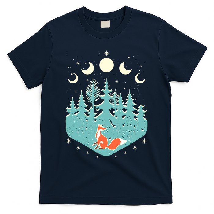 Vintage Moon Phases Forest Fox T-Shirt