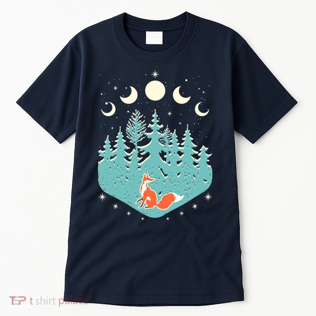 Vintage Moon Phases Forest Fox Tall T-Shirt
